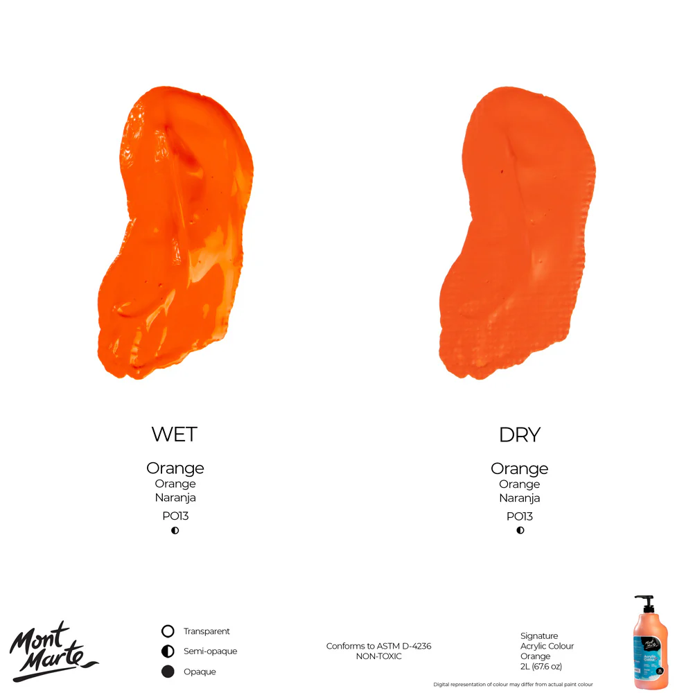 Acrylic Colour Paint Signature 2L Bottle with Pump – Orange - Image 7