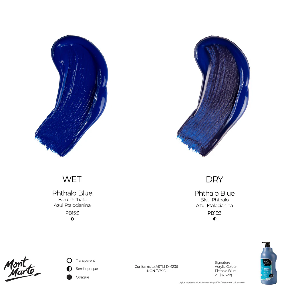 Acrylic Colour Paint Signature 2L Bottle with Pump – Phthalo Blue - Image 11
