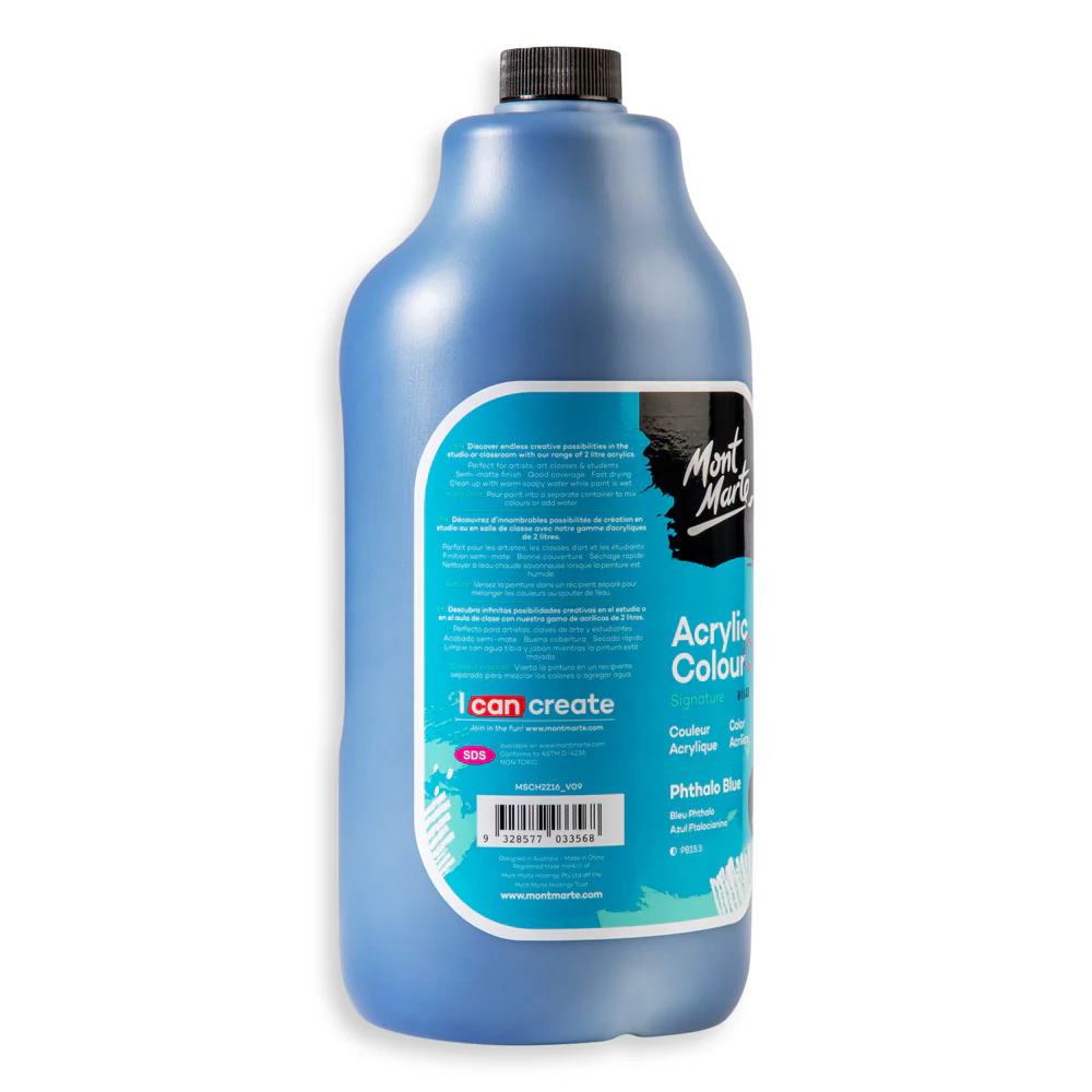 Acrylic Colour Paint Signature 2L Bottle with Pump – Phthalo Blue - Image 3