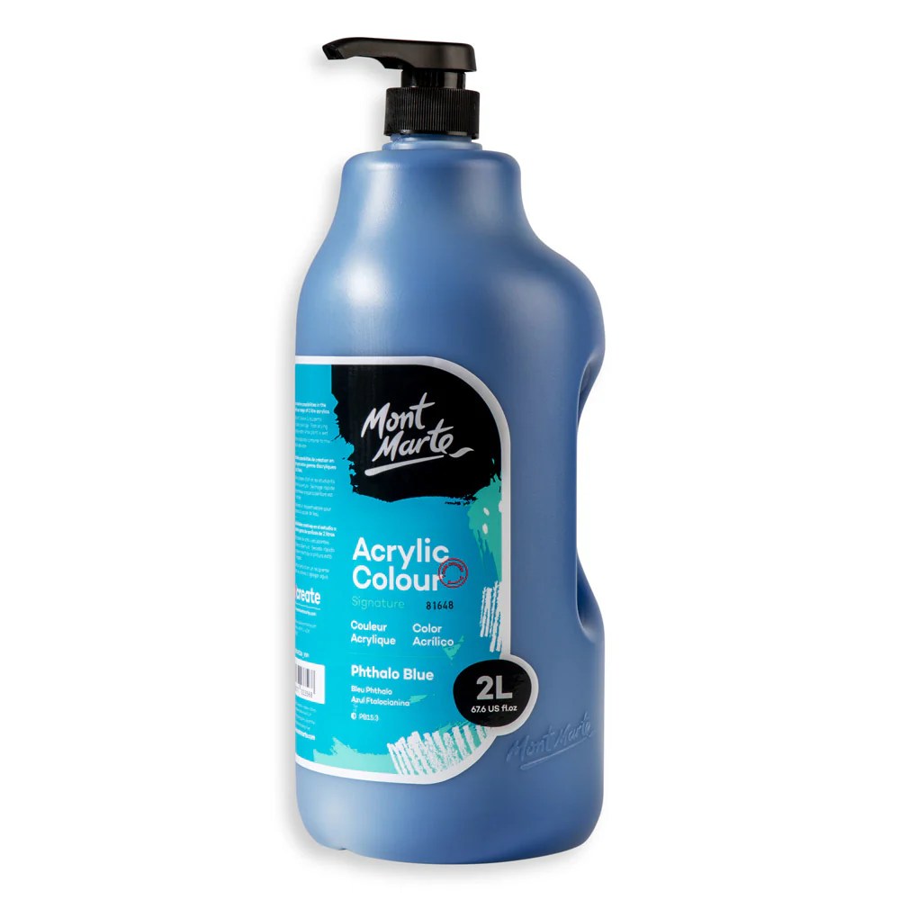 Acrylic Colour Paint Signature 2L Bottle with Pump – Phthalo Blue - Image 4