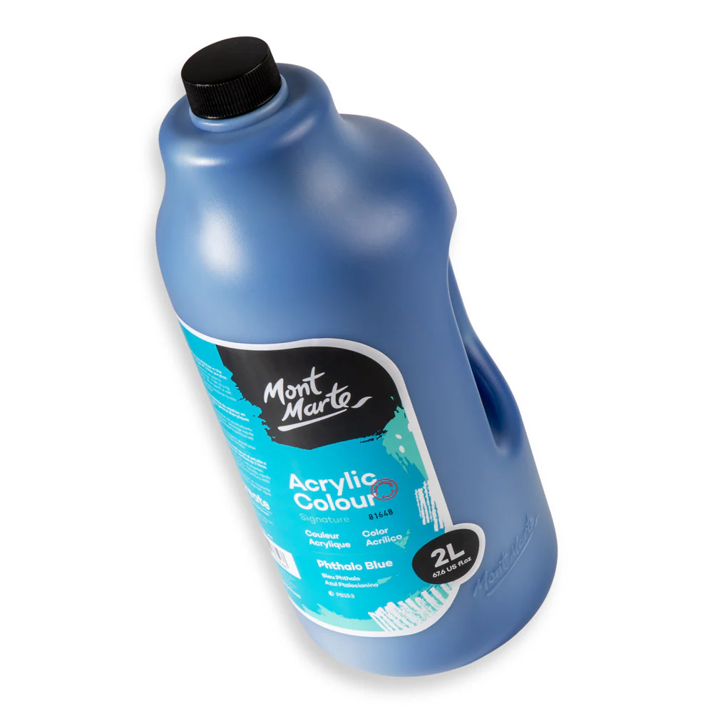 Acrylic Colour Paint Signature 2L Bottle with Pump – Phthalo Blue - Image 5