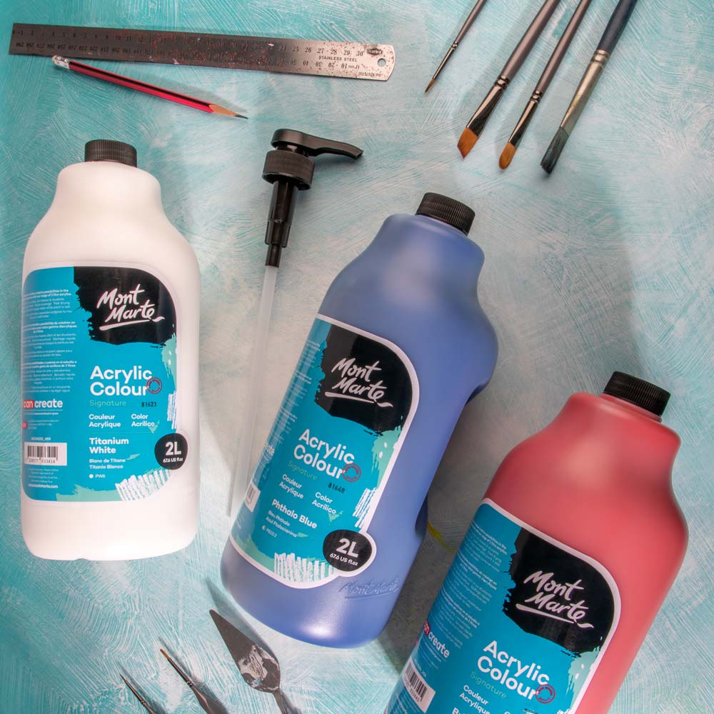 Acrylic Colour Paint Signature 2L Bottle with Pump – Phthalo Blue - Image 8