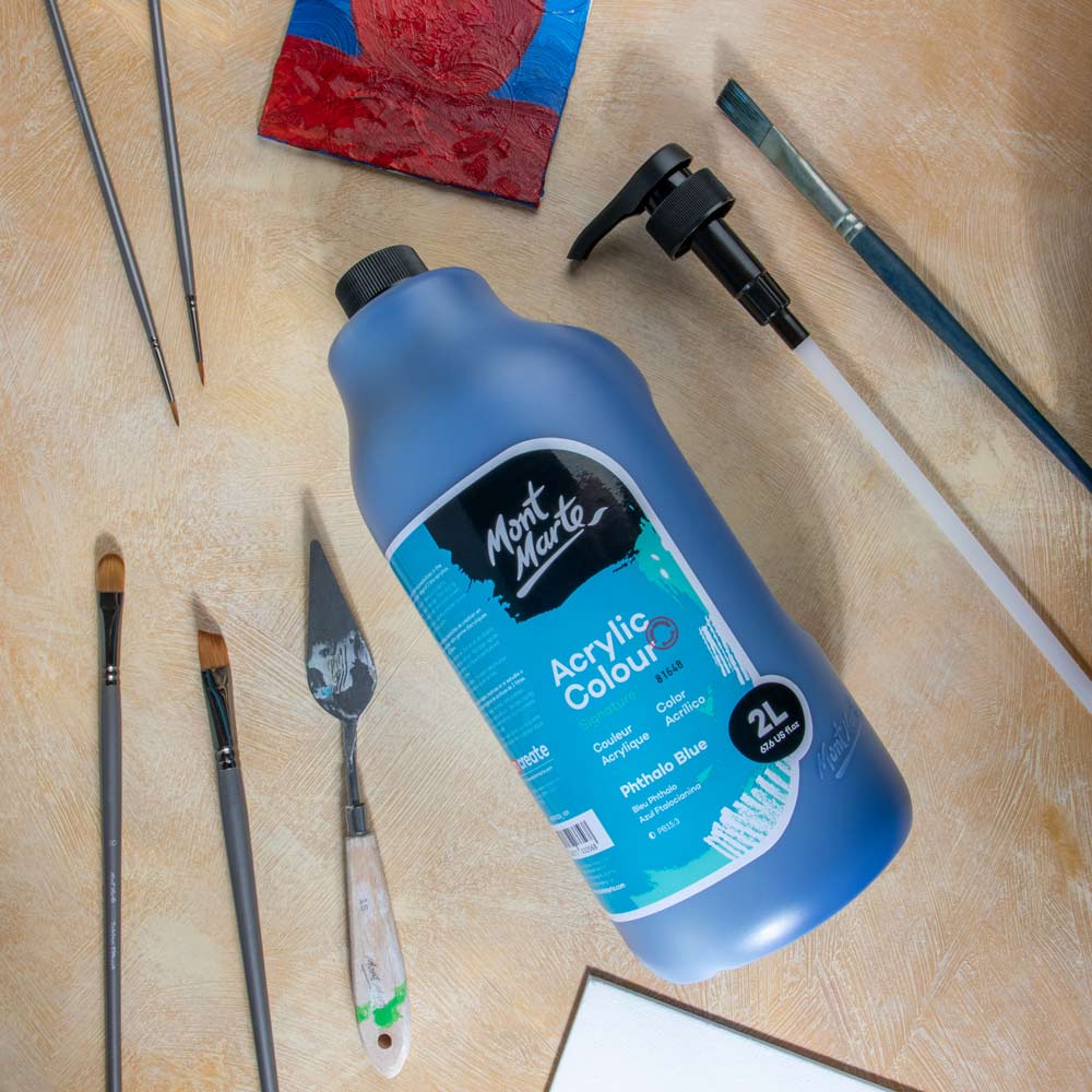 Acrylic Colour Paint Signature 2L Bottle with Pump – Phthalo Blue - Image 9