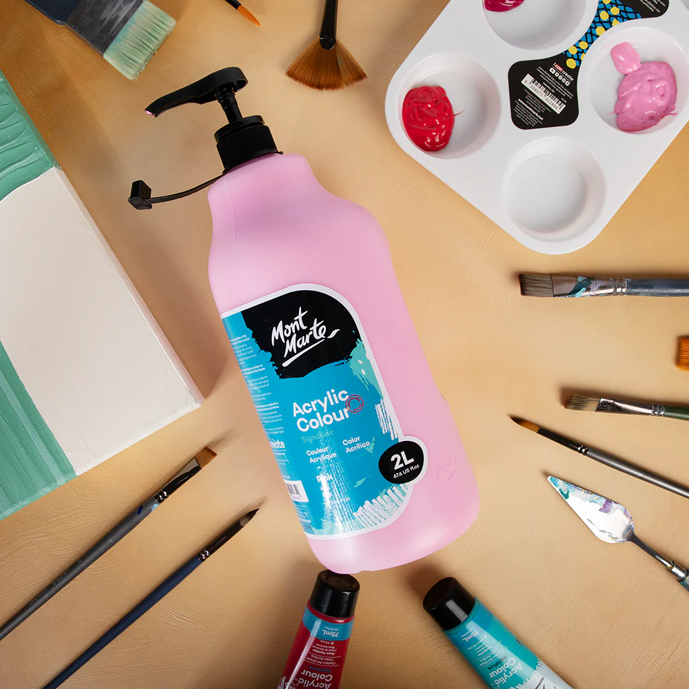 Acrylic Colour Paint Signature 2L Bottle with Pump – Pink - Image 10