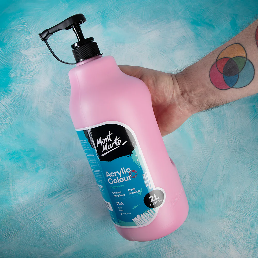 Acrylic Colour Paint Signature 2L Bottle with Pump – Pink - Image 11