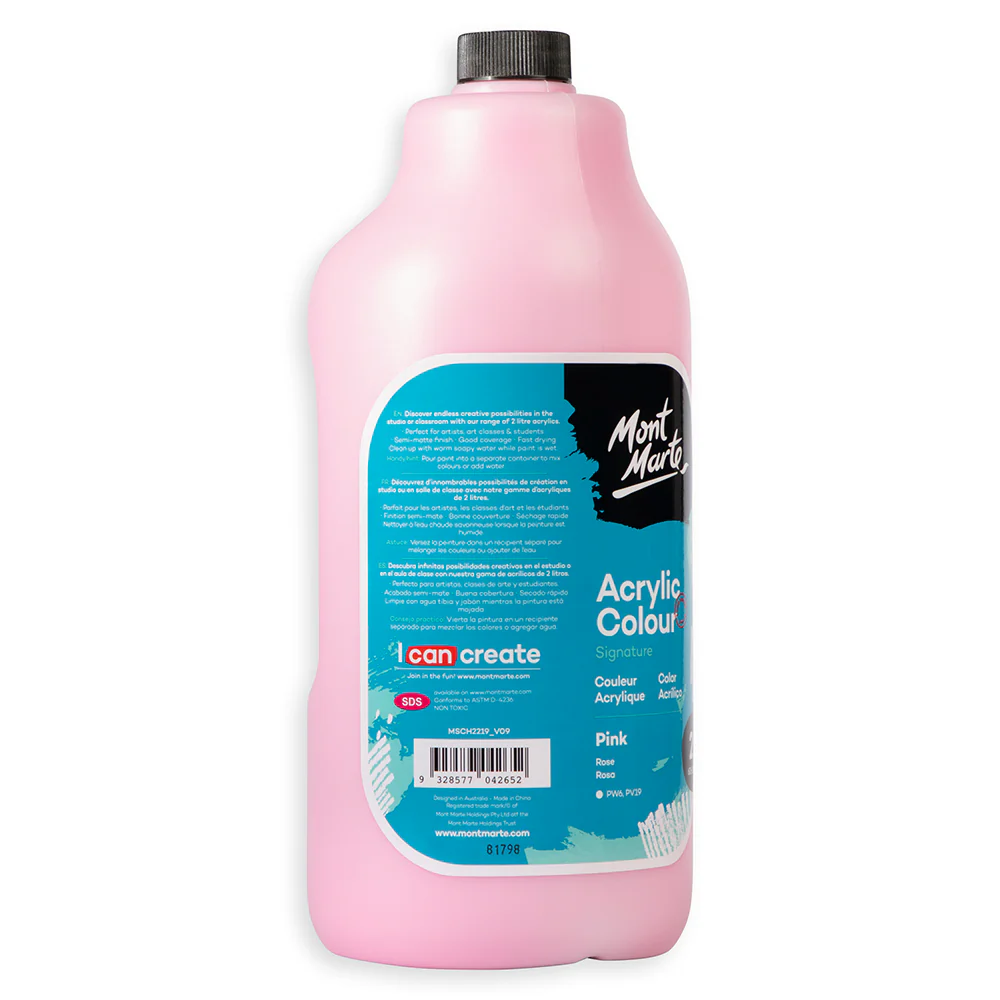 Acrylic Colour Paint Signature 2L Bottle with Pump – Pink - Image 3