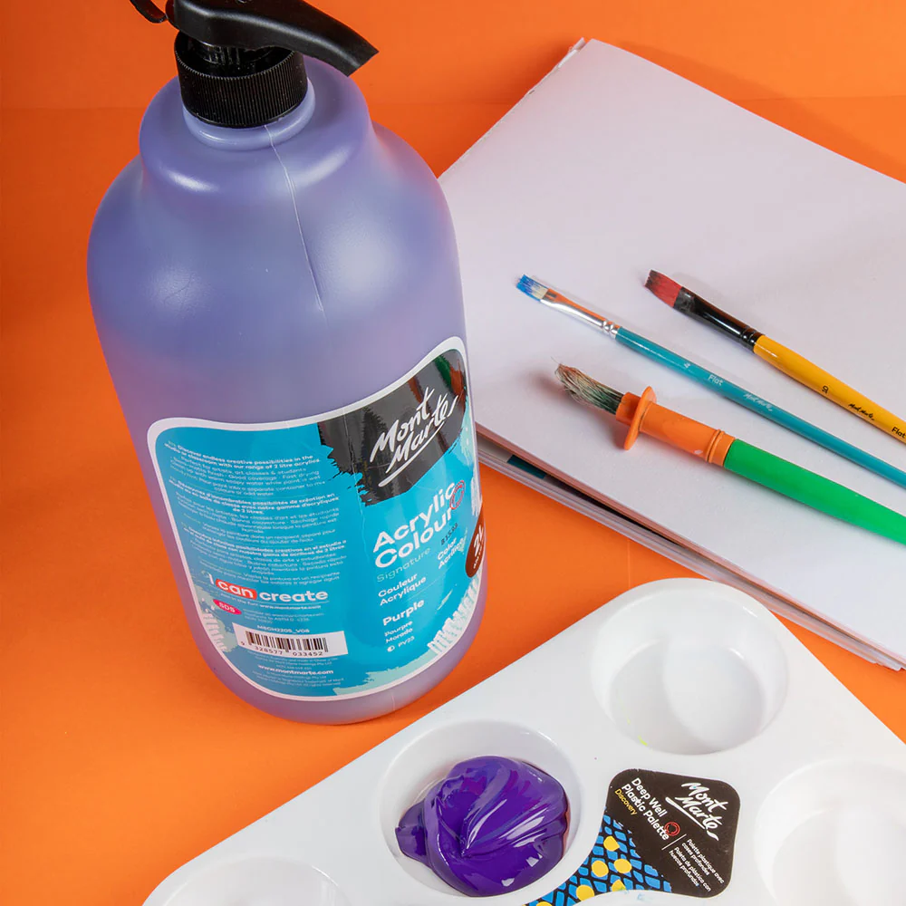 Acrylic Colour Paint Signature 2L Bottle with Pump – Purple - Image 7