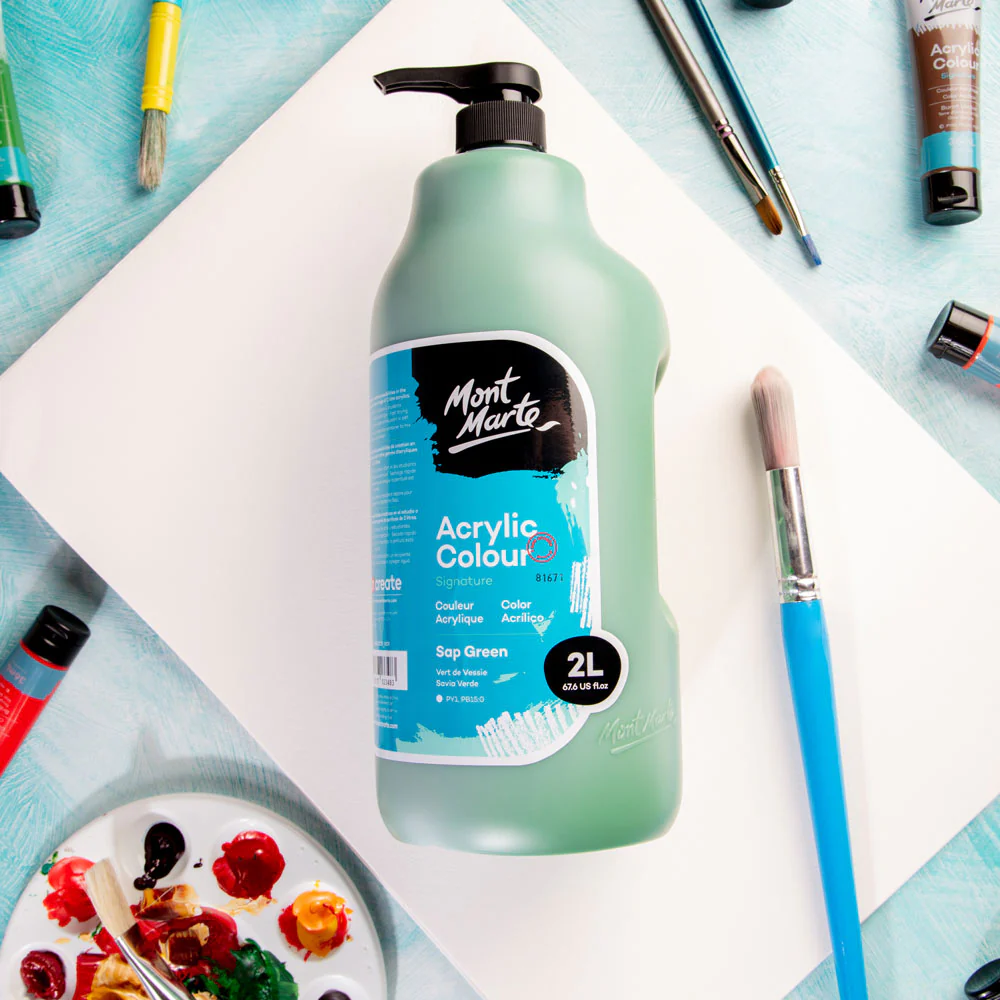 Acrylic Colour Paint Signature 2L Bottle with Pump – Sap Green - Image 11