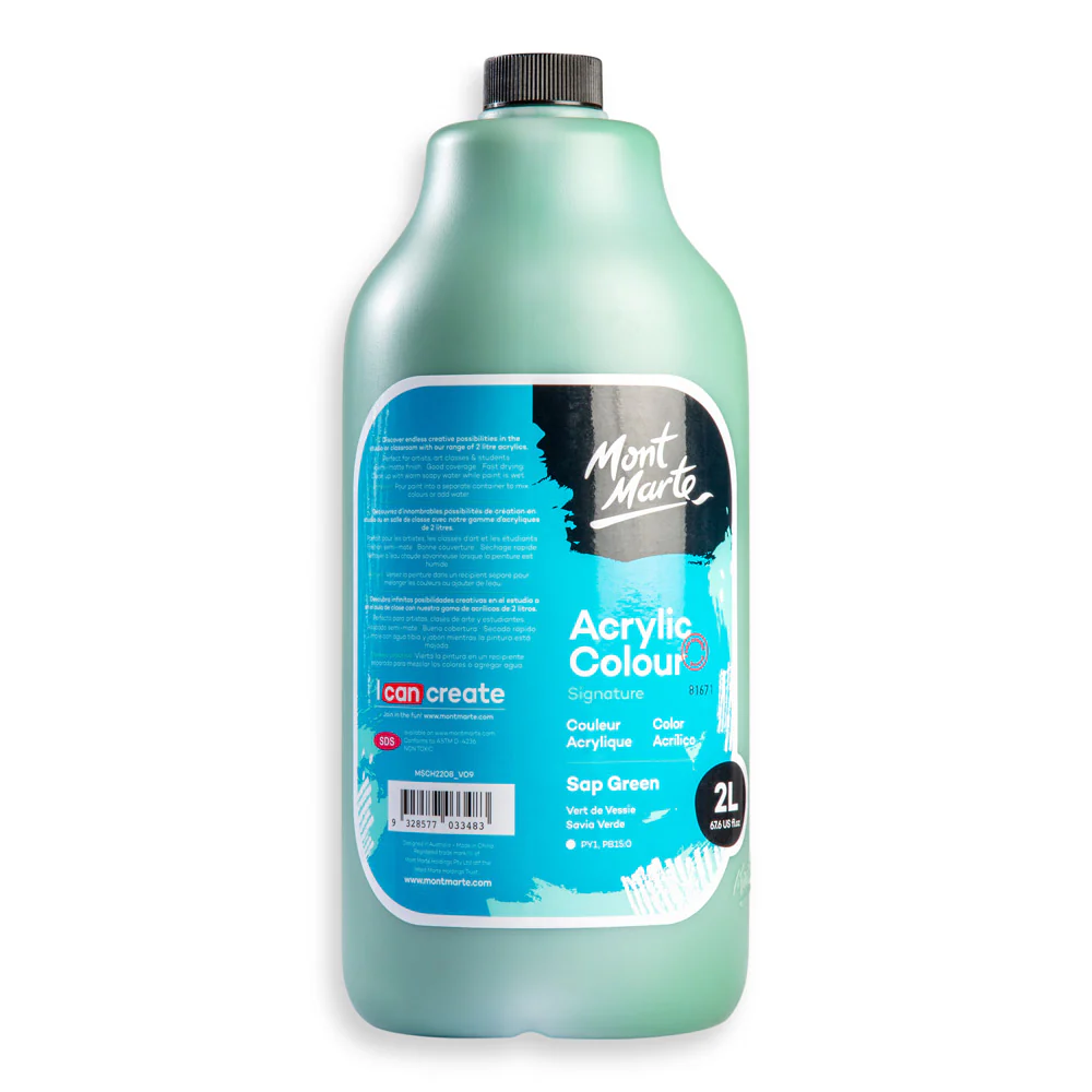 Acrylic Colour Paint Signature 2L Bottle with Pump – Sap Green - Image 3