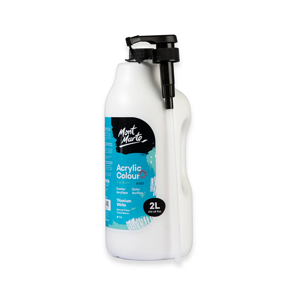 Acrylic Colour Paint Signature 2L Bottle with Pump – Titanium White