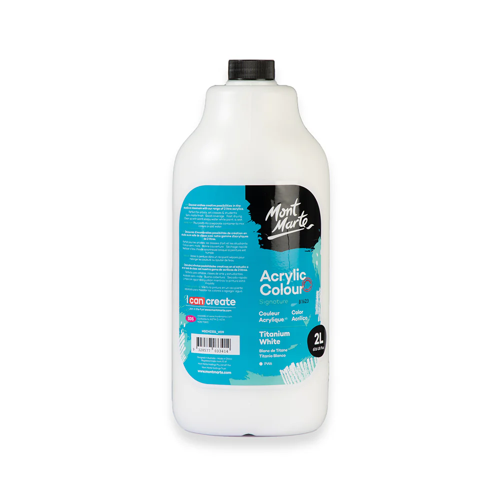 Acrylic Colour Paint Signature 2L Bottle with Pump – Titanium White - Image 3