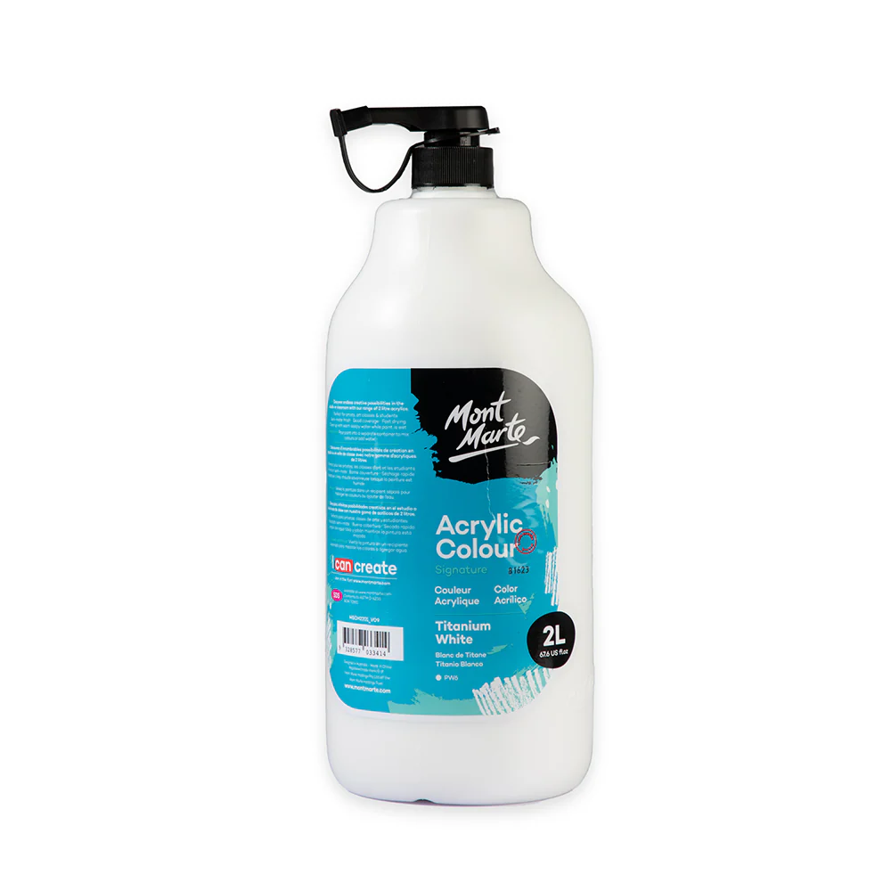 Acrylic Colour Paint Signature 2L Bottle with Pump – Titanium White - Image 4