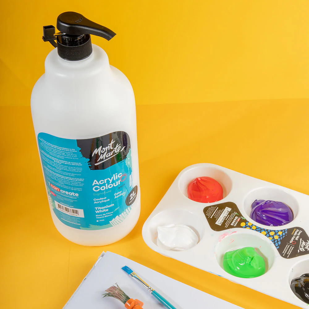 Acrylic Colour Paint Signature 2L Bottle with Pump – Titanium White - Image 6