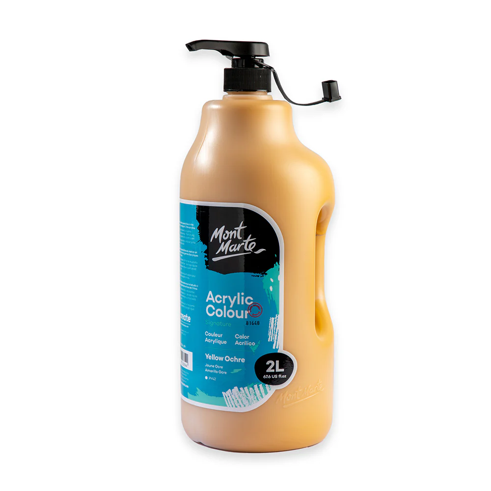 Acrylic Colour Paint Signature 2L Bottle with Pump – Yellow Ochre - Image 2