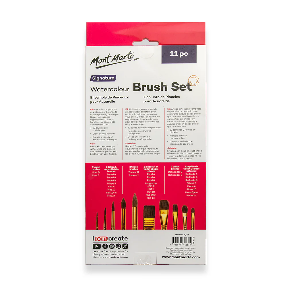 Acrylic Handle Watercolour Brush Set Signature 11pc - Image 4