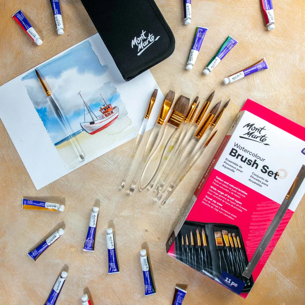 Acrylic Handle Watercolour Brush Set Signature 11pc - Image 8