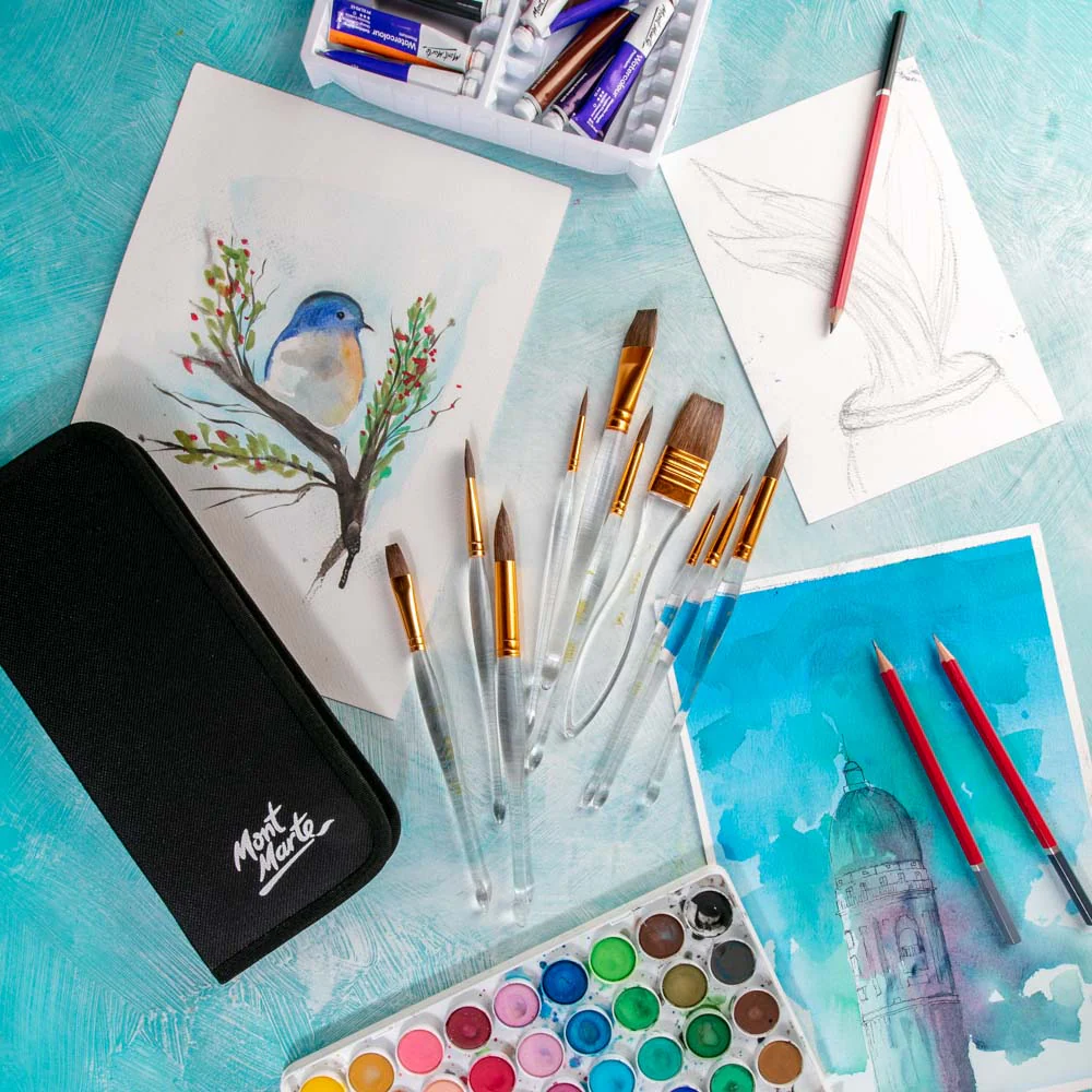 Acrylic Handle Watercolour Brush Set Signature 11pc - Image 9