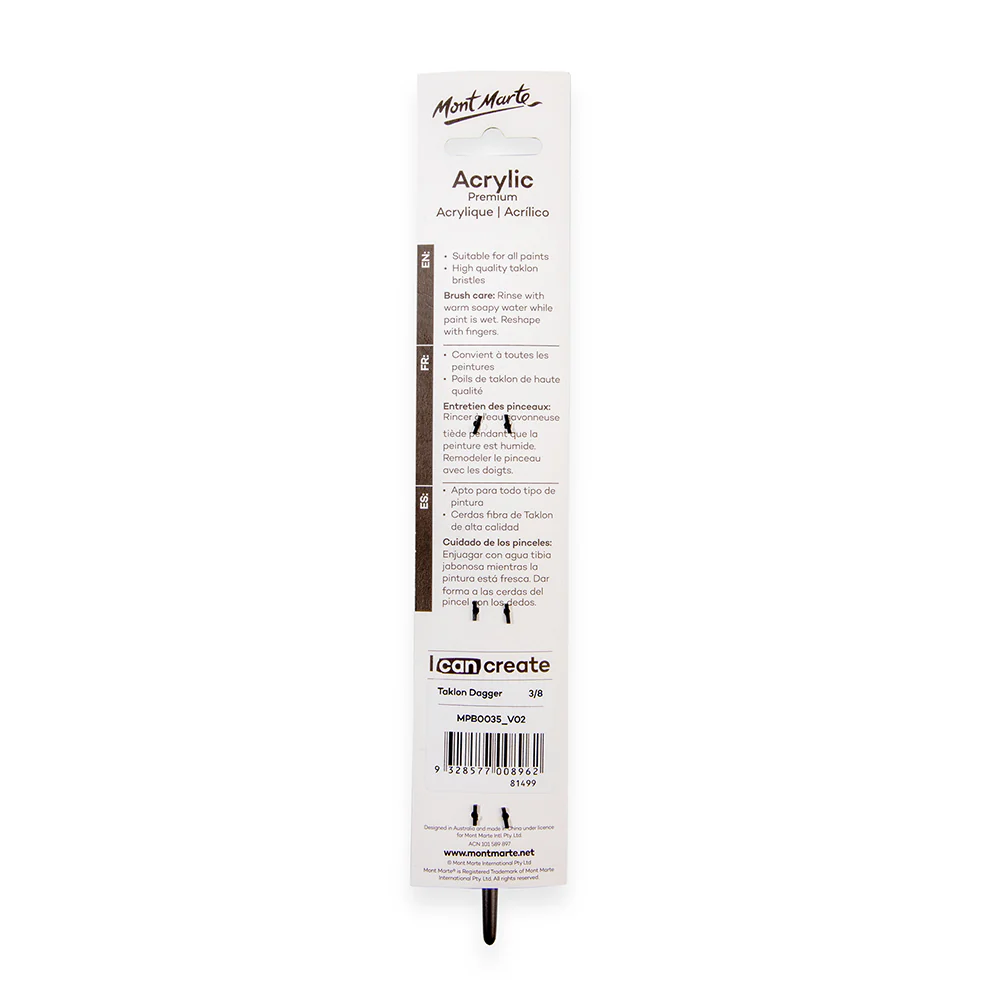 Artist Acrylic Brush Premium Taklon Dagger 3/8 - Image 4