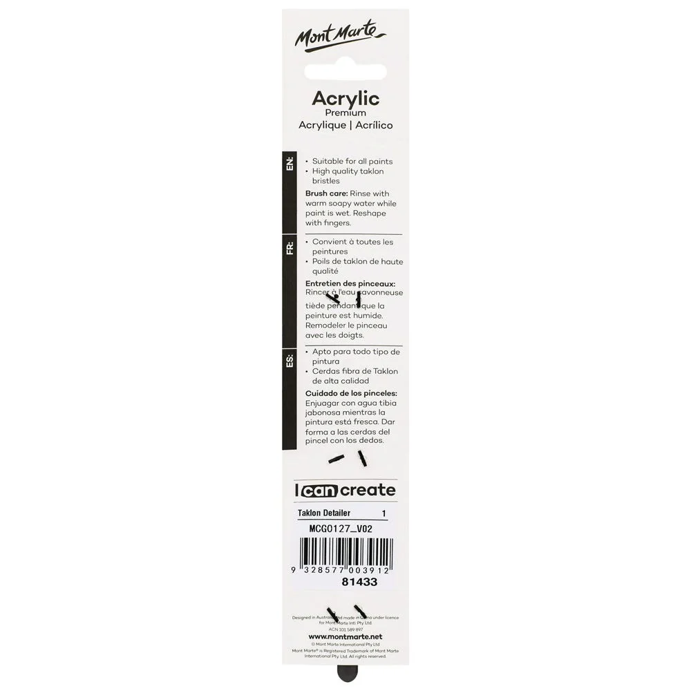 Artist Acrylic Brush Premium Taklon Detailer 1 - Image 2