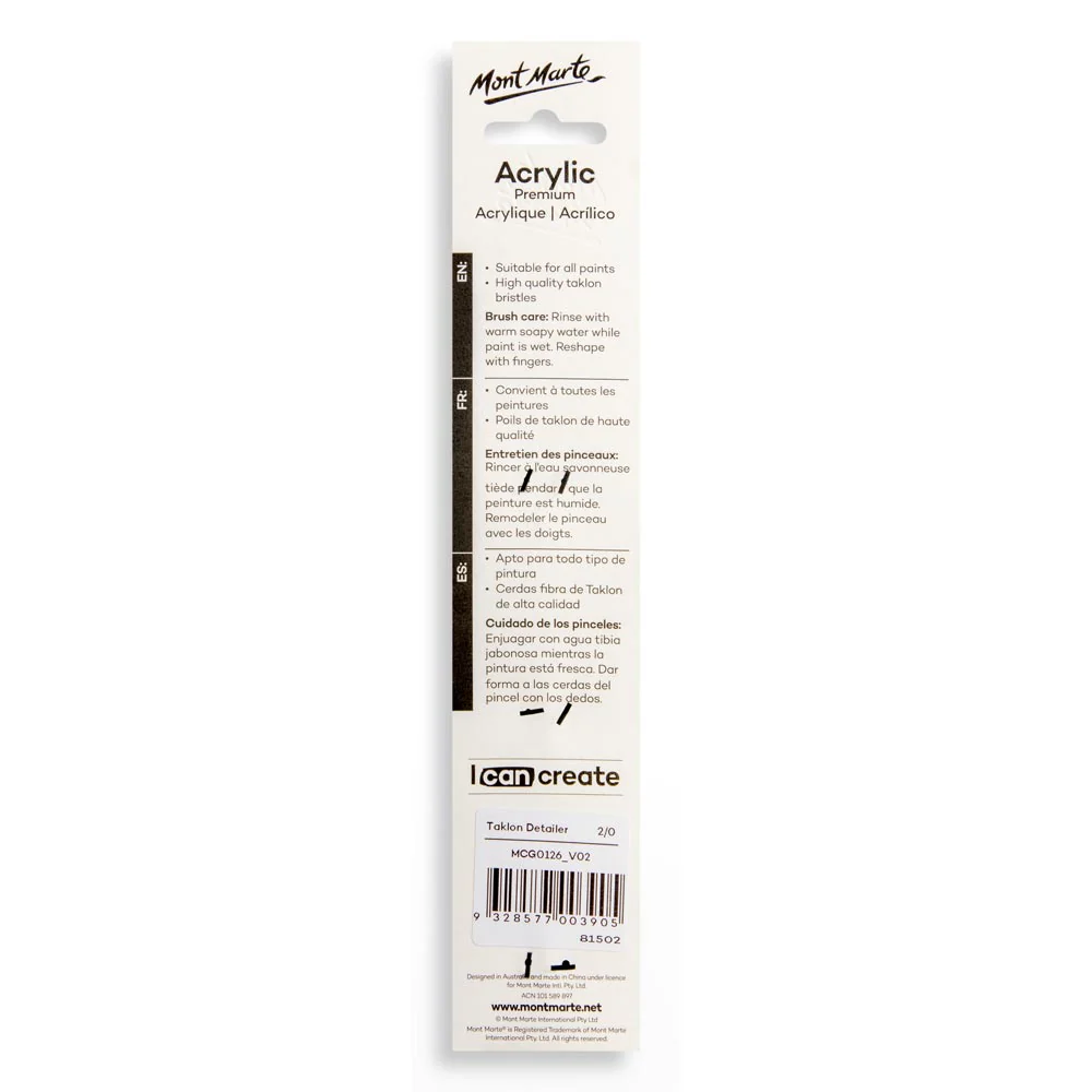 Artist Acrylic Brush Premium Taklon Detailer 2/0 - Image 6