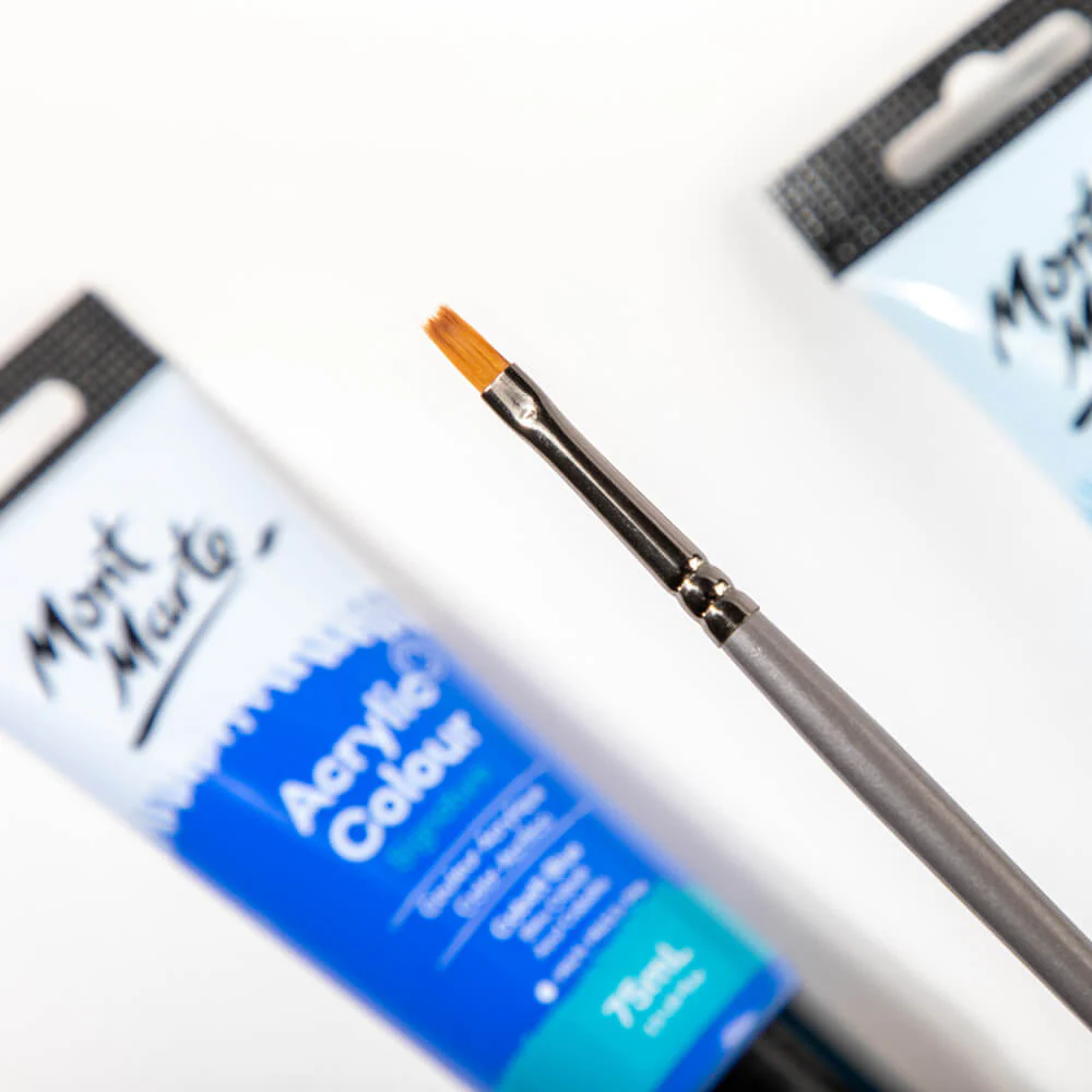 Artist Acrylic Brush Premium Taklon Flat Long 2 - Image 2