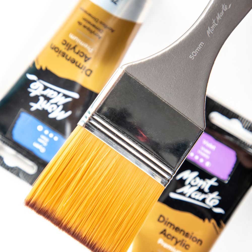 Artist Acrylic Brush Premium Taklon Flat Wide 50mm - Image 2