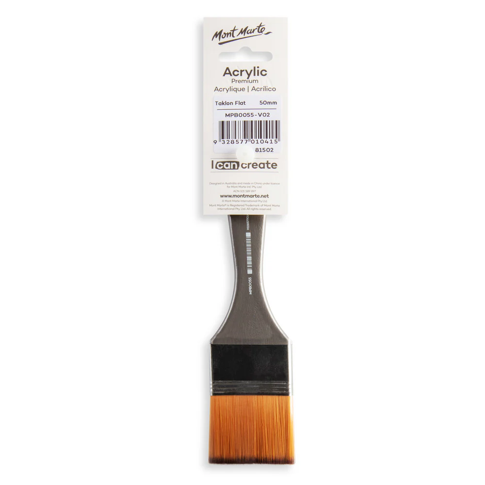Artist Acrylic Brush Premium Taklon Flat Wide 50mm - Image 3