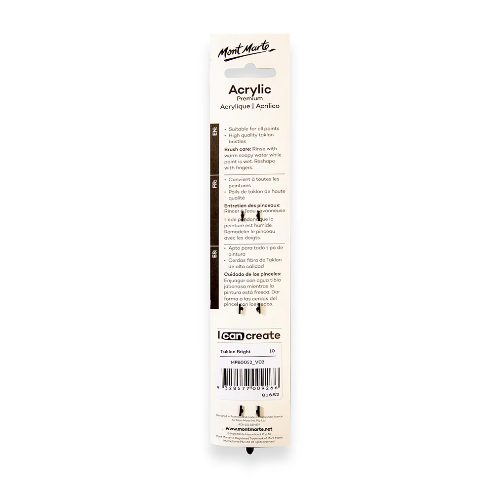 Artist Acrylic Brush Premium Taklon Short Bright 10 - Image 4