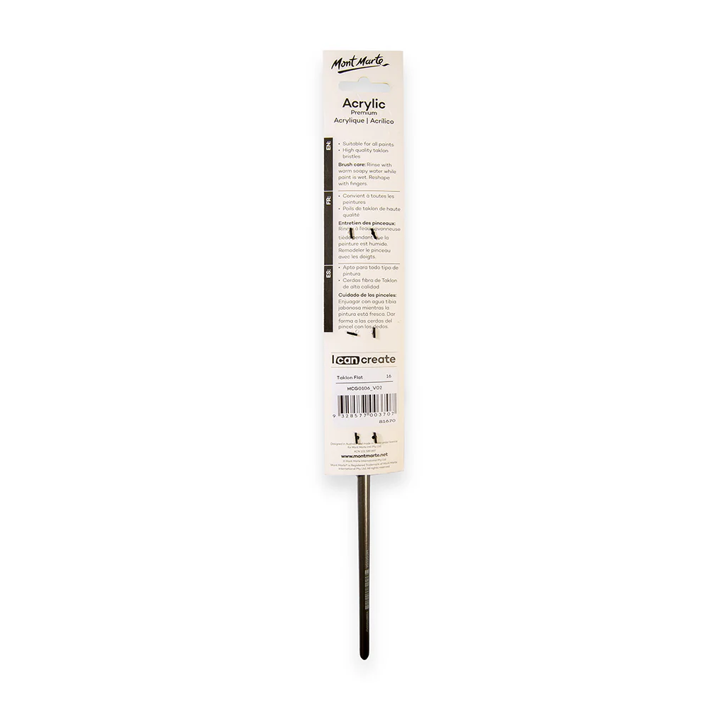 Artist Acrylic Brush Taklon Flat Long 16 - Image 4