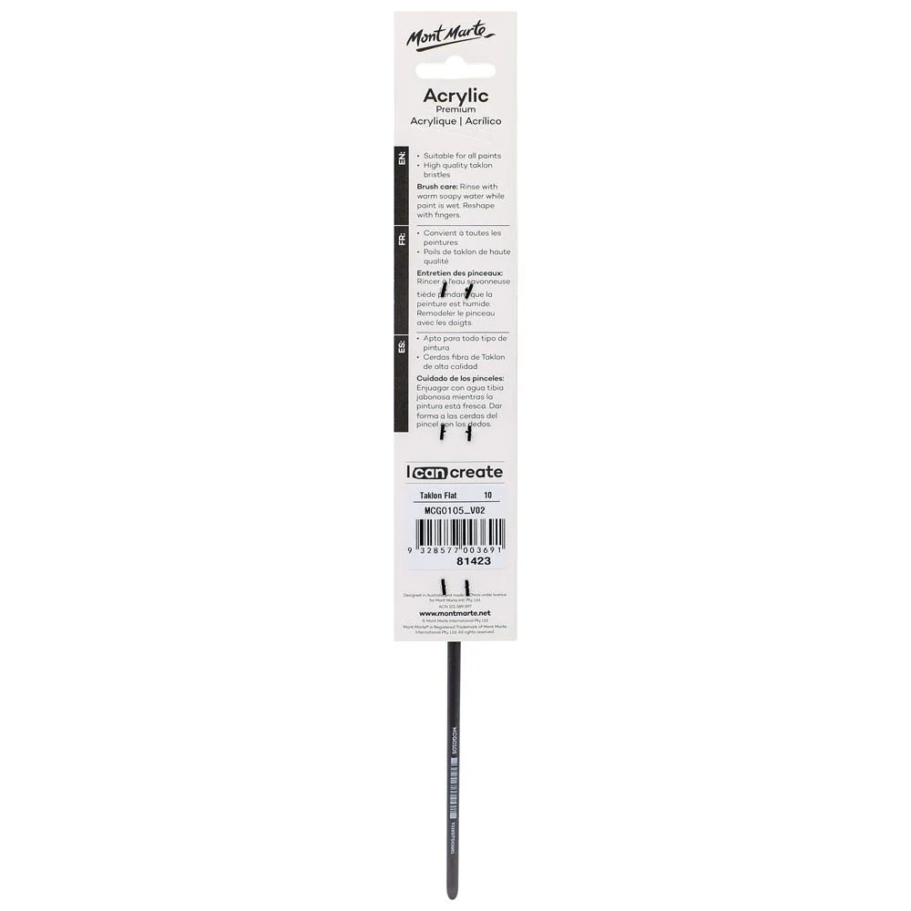 Artist Brush Premium Taklon Flat Long 10 - Image 2