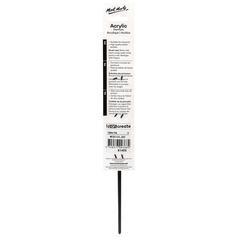 Artist Brush Premium Taklon Flat Long 6 - Image 2