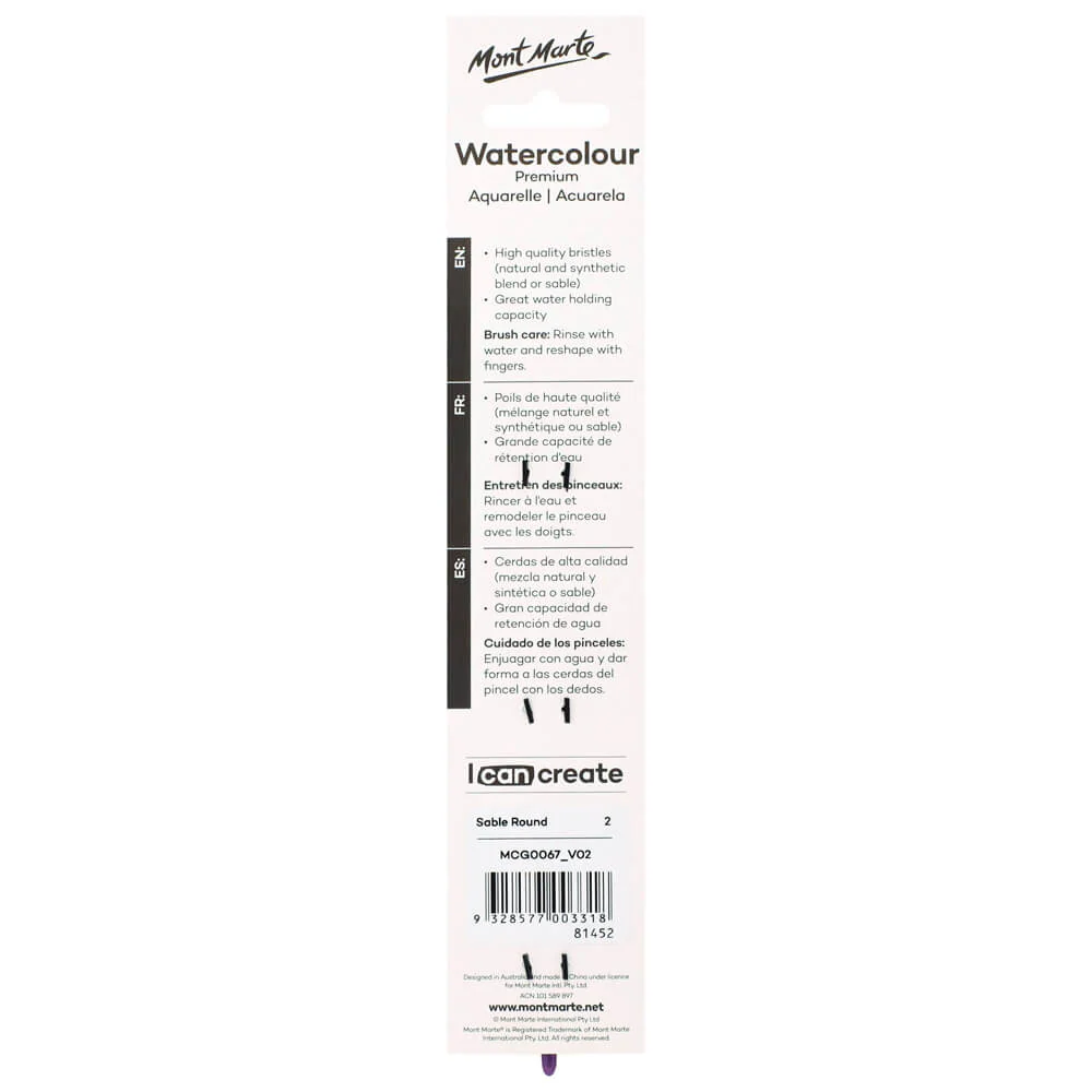 Artist Watercolour Brush Premium Sable Round 2 - Image 3