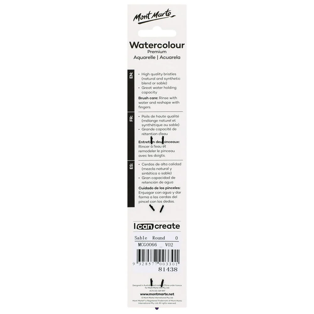 Artist Watercolour Brush Premium Sable Round 0 - Image 4