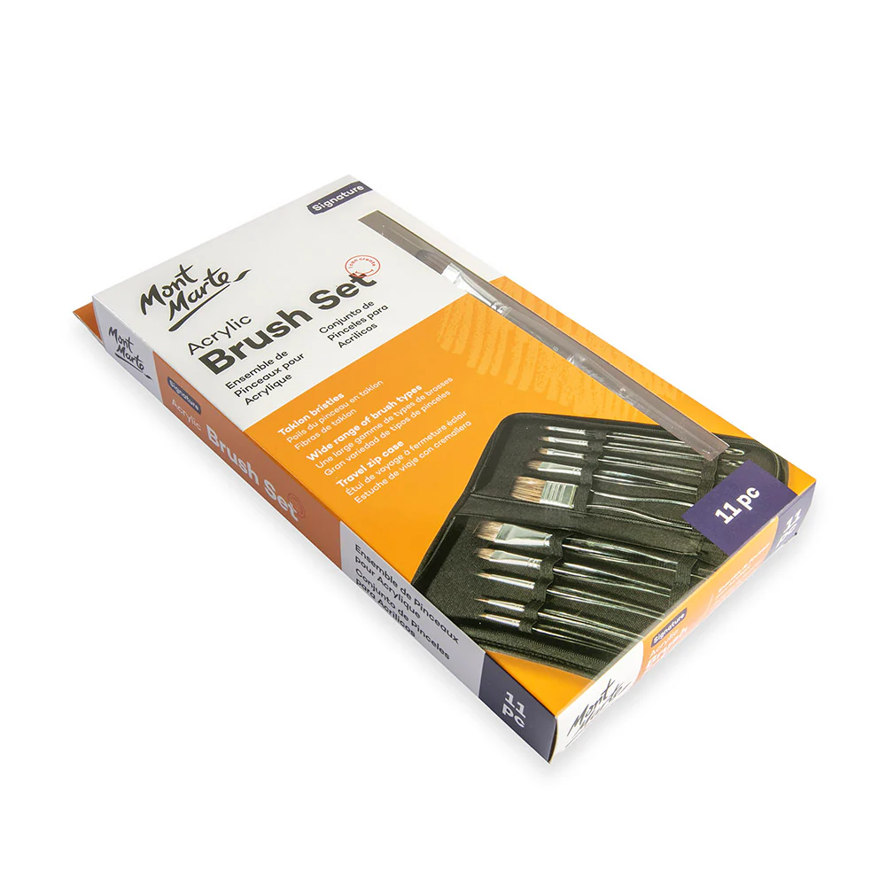 Clear Handle Acrylic Paint Brush Set Signature 11pc - Image 3