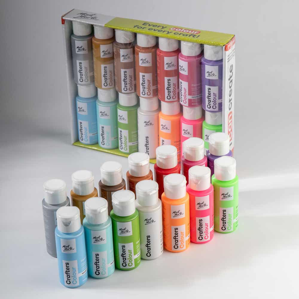 Crafters Colour Metallic & Fluoro Discovery Paint Set 14pc x 60ml - Image 3