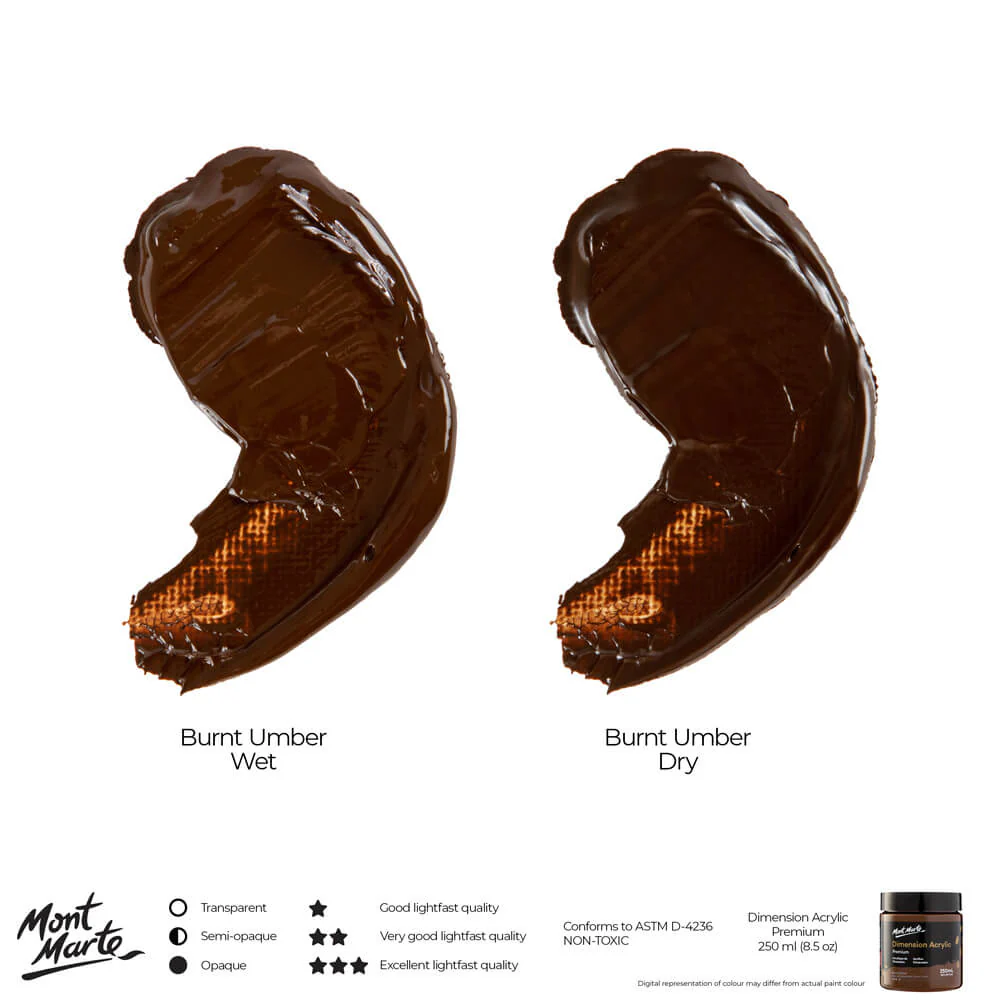 Dimension Acrylic Premium 250ml - Burnt Umber - Image 8
