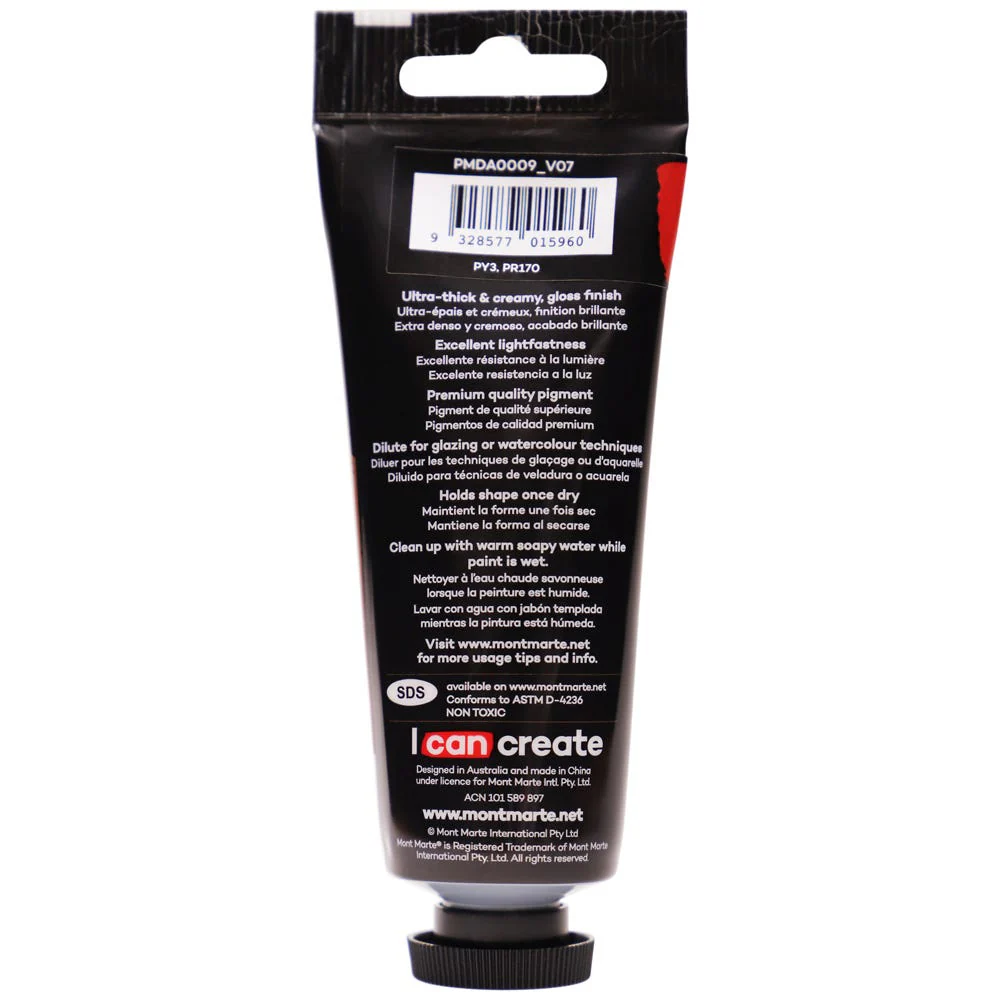 Dimension Acrylic Premium 75ml Tube - Azo Vermillion - Image 2