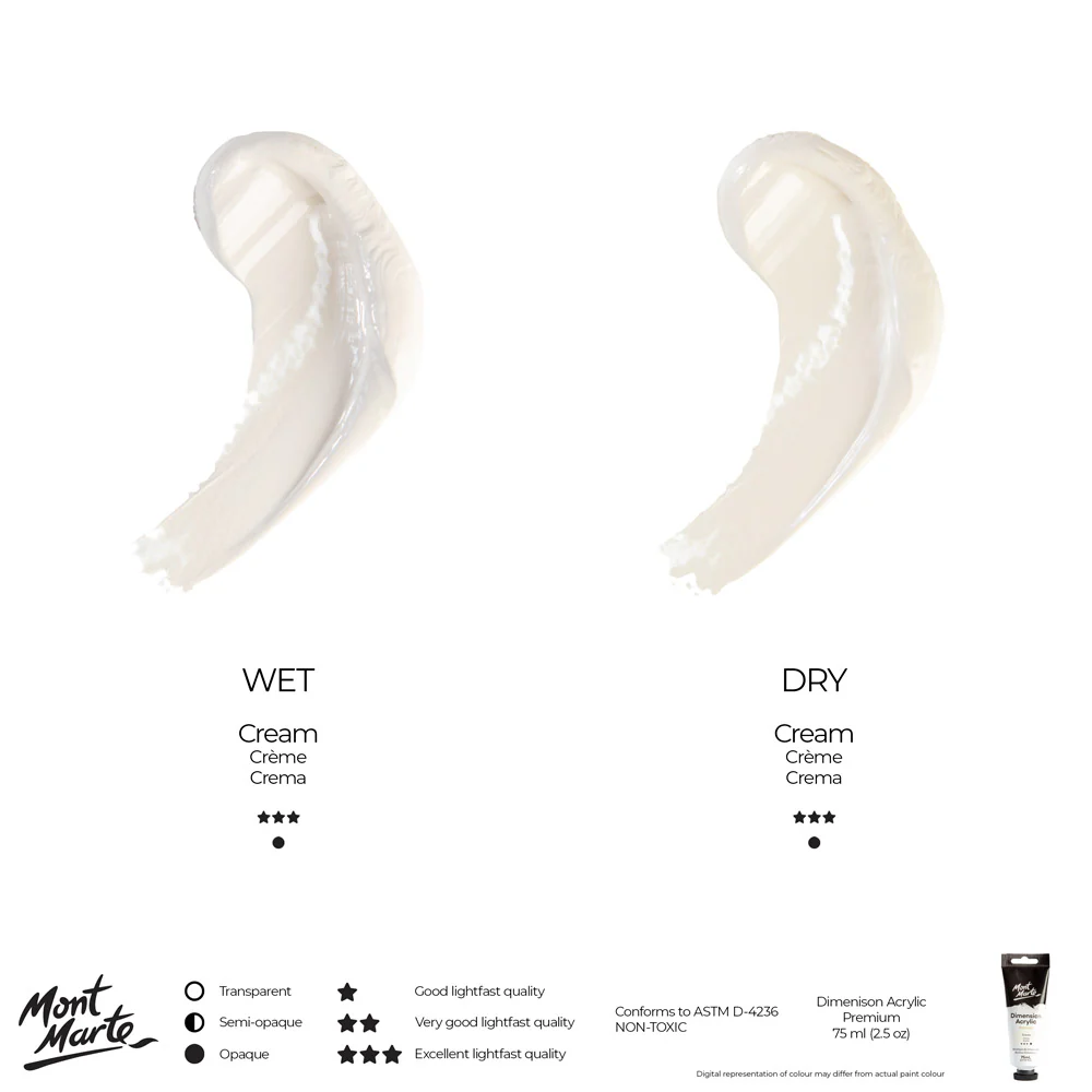Dimension Acrylic Premium 75ml Tube - Cream - Image 8