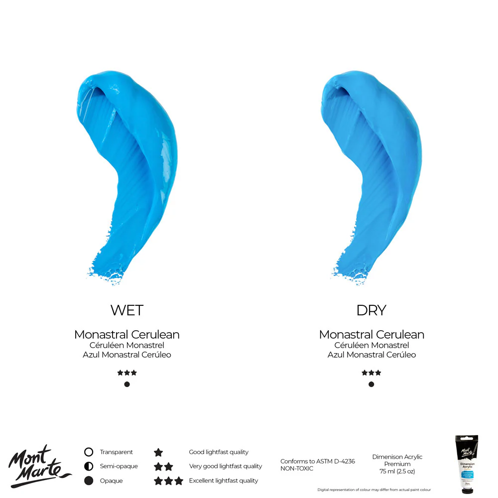 Dimension Acrylic Premium 75ml Tube - Monastral Cerulean - Image 10