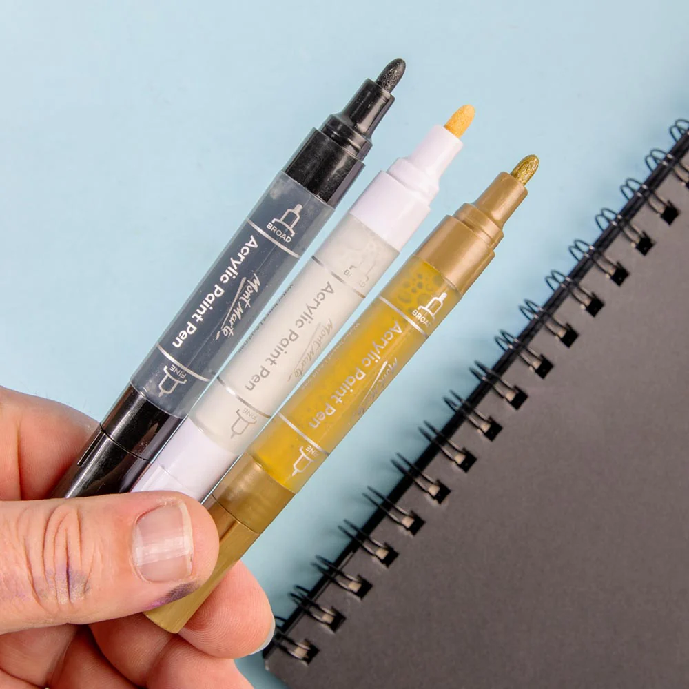 Dual Tip Acrylic Paint Pens Signature Gold 2pc - Image 7