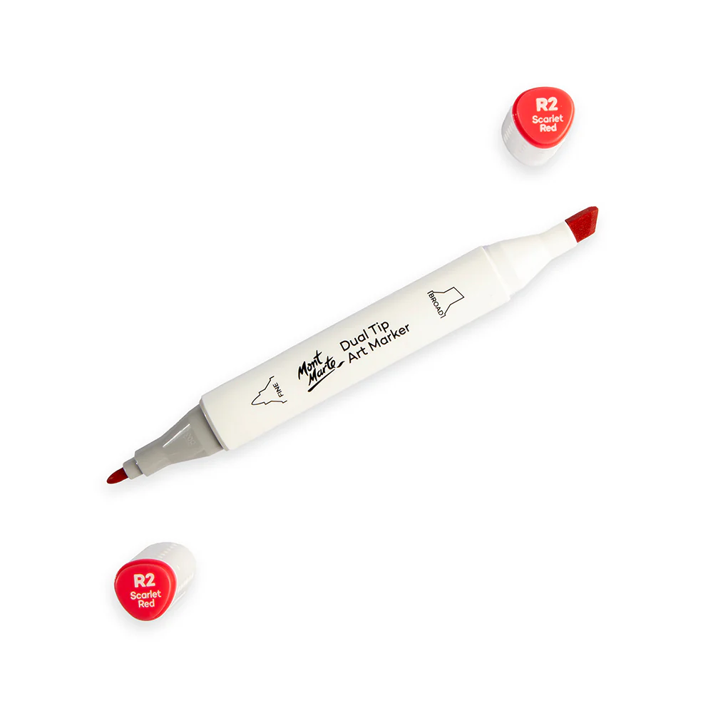 Dual Tip Art Marker Premium - Scarlet Red R2
