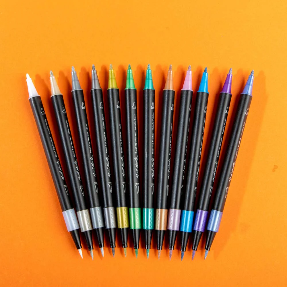 Dual Tip Markers Metallic Brush/Bullet Premium 12pc - Image 2