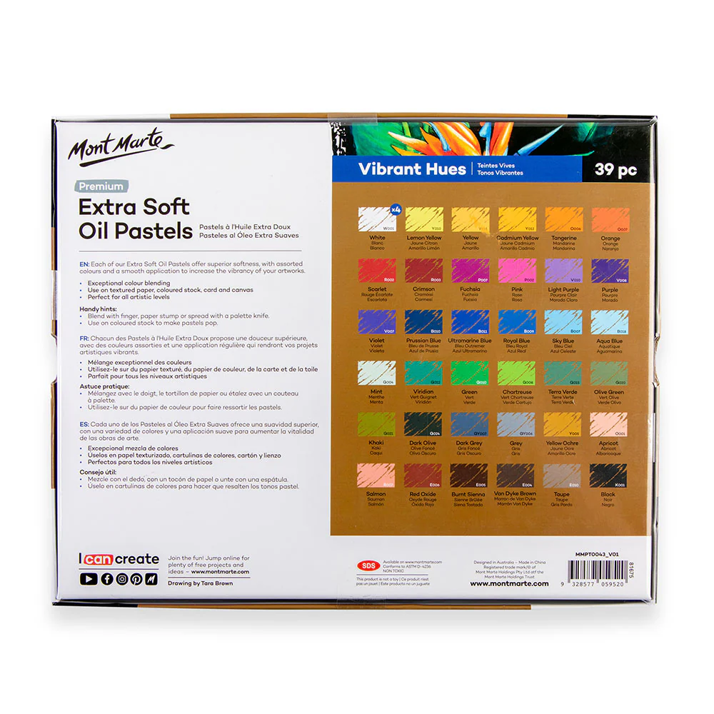 Extra Soft Oil Pastels Vibrant Hues Premium 39pc - Image 4