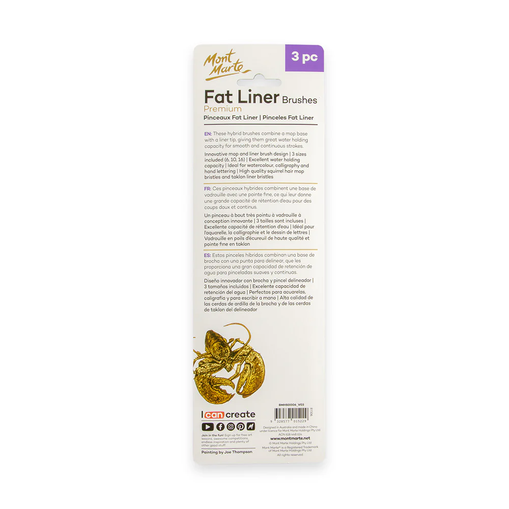 Fat Liner Brush Set Premium Taklon/Squirrel 16, 10, 6 - Image 4