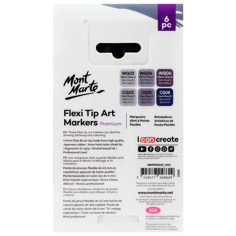 Flexi Tip Art Markers Premium Grey Tones 6pc - Image 2