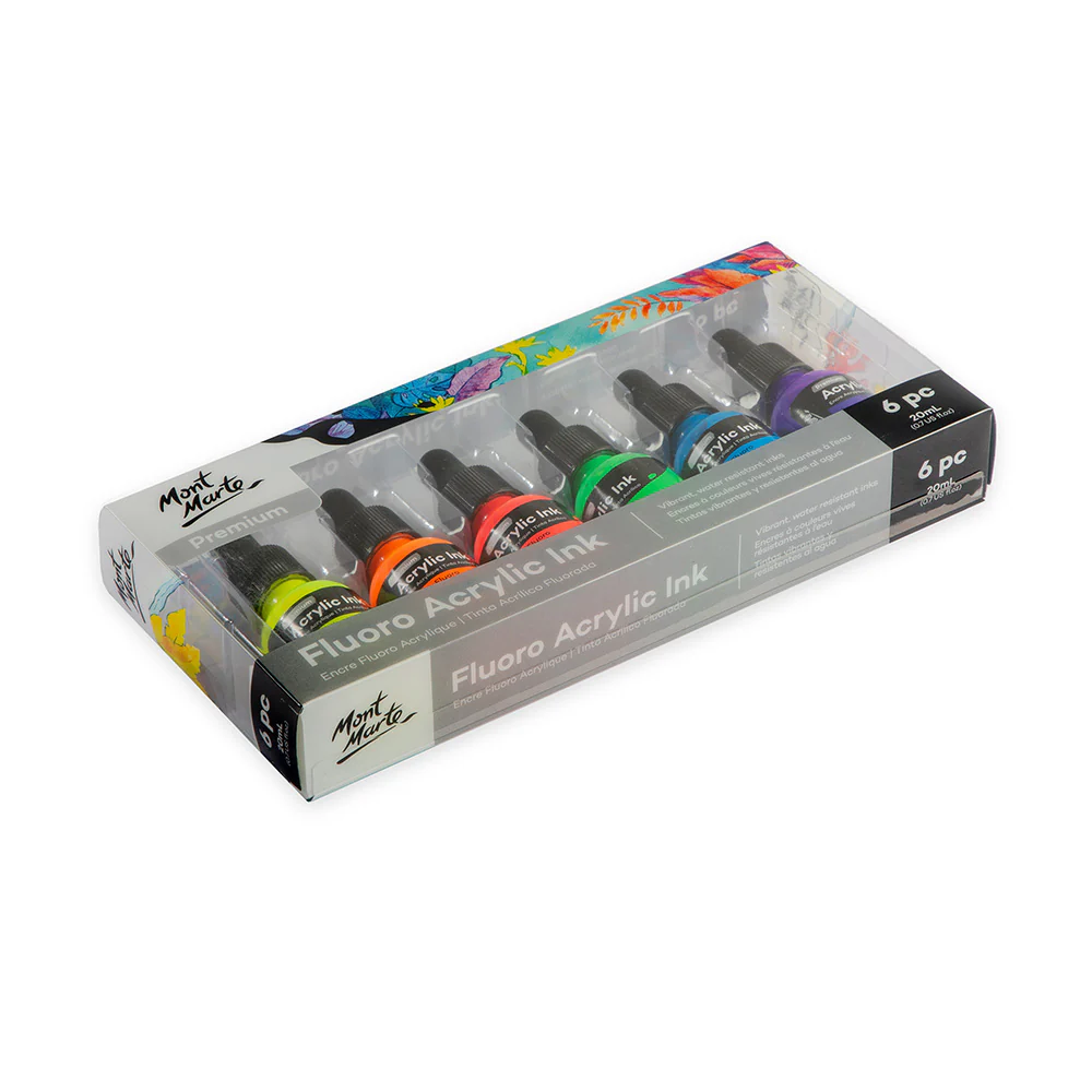 Fluoro Acrylic Ink Premium 6pc x 20ml - Image 3