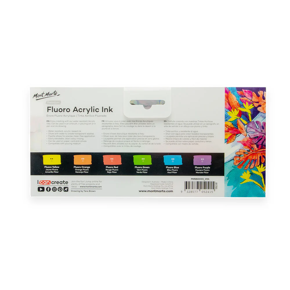 Fluoro Acrylic Ink Premium 6pc x 20ml - Image 4