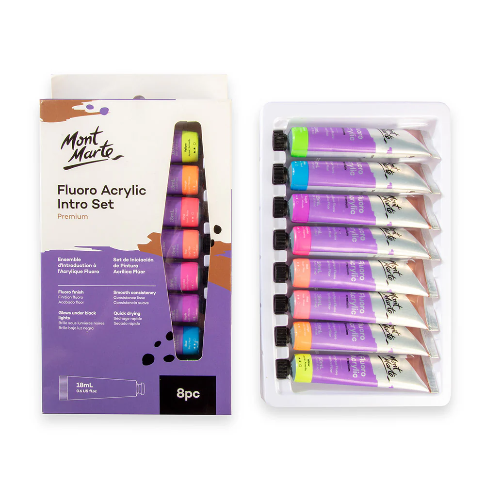 Fluoro Acrylic Paint Intro Set Premium 8pc x 18ml - Image 3
