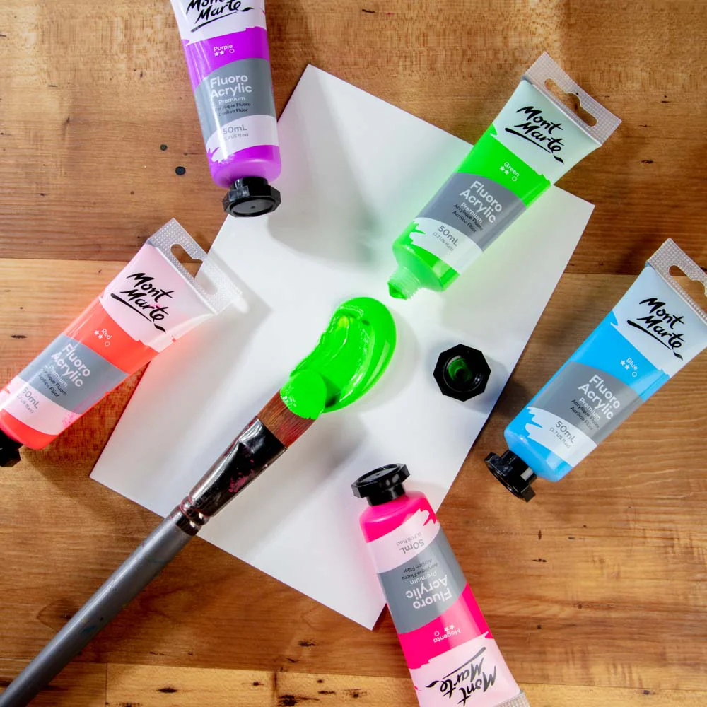 Fluoro Acrylic Paint Premium 50ml Tube - Green - Image 5