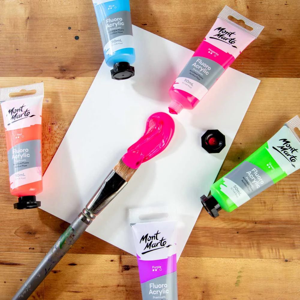 Fluoro Acrylic Paint Premium 50ml Tube - Magenta - Image 4